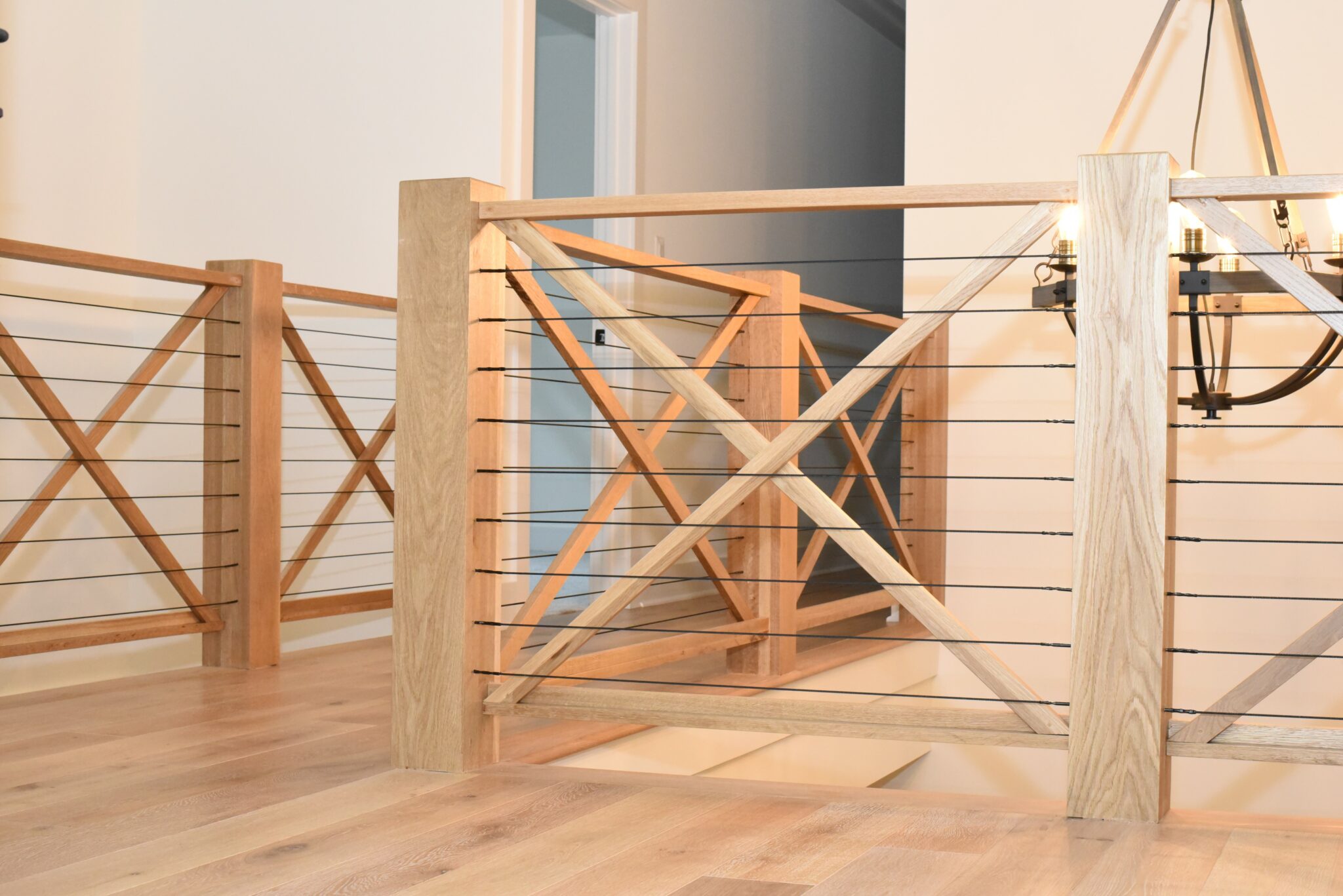 Cable railings on stair landing for Cable Railings Contractors in Washington, DC