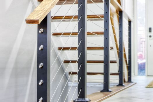 Indoor staircase cable railings for Cable Railings Contractors in Washington, DC